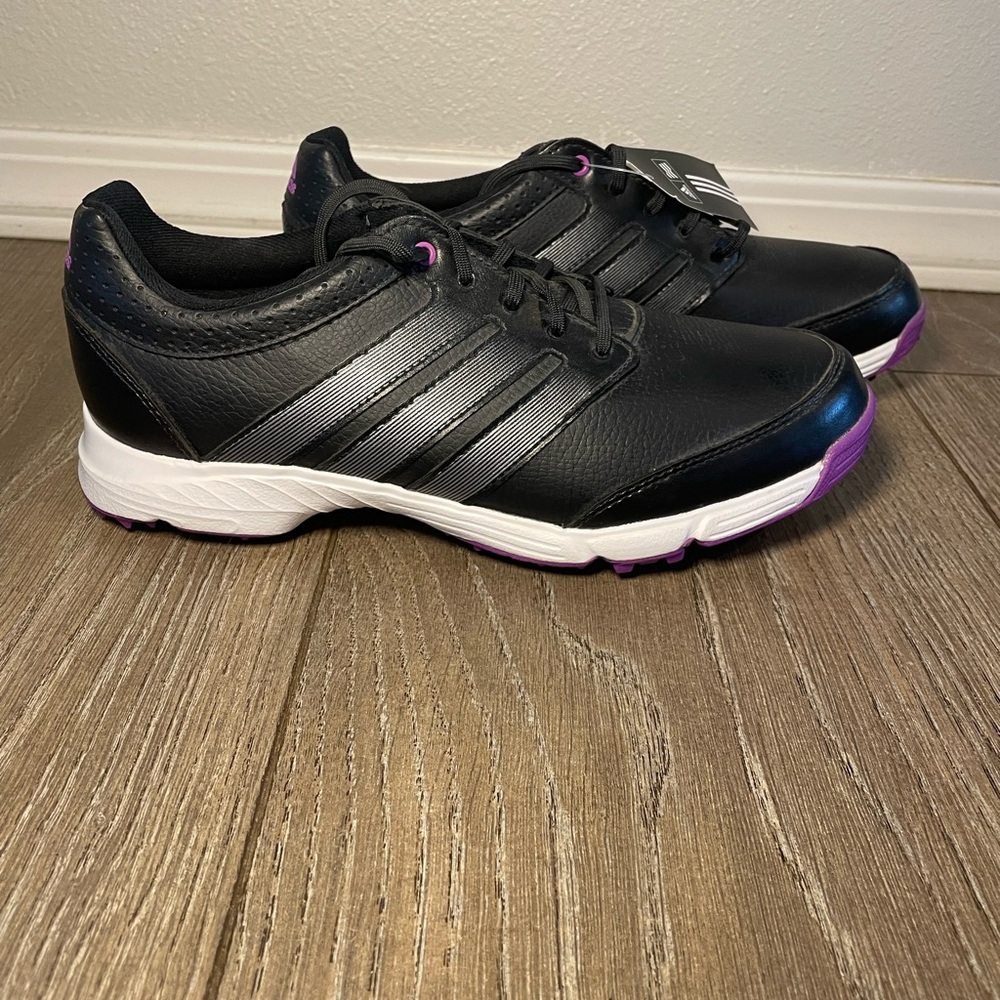 Adidas Women's Size 6.5 Response Light Lace Up Golf Shoes Black Leather Purple